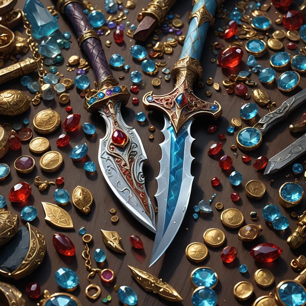 Elven Dagger in Ghostly Flame, Dark Fantasy Art