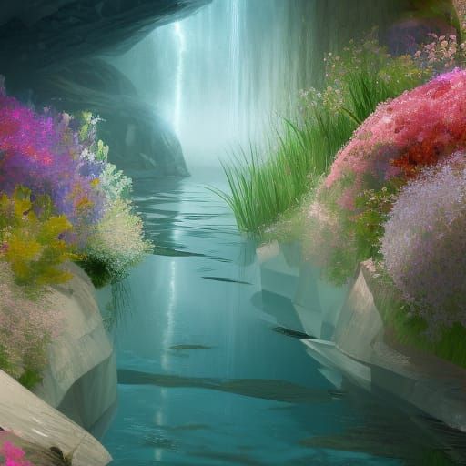 Hyperrealistic Crystal Garden in Streamlined Splash Art