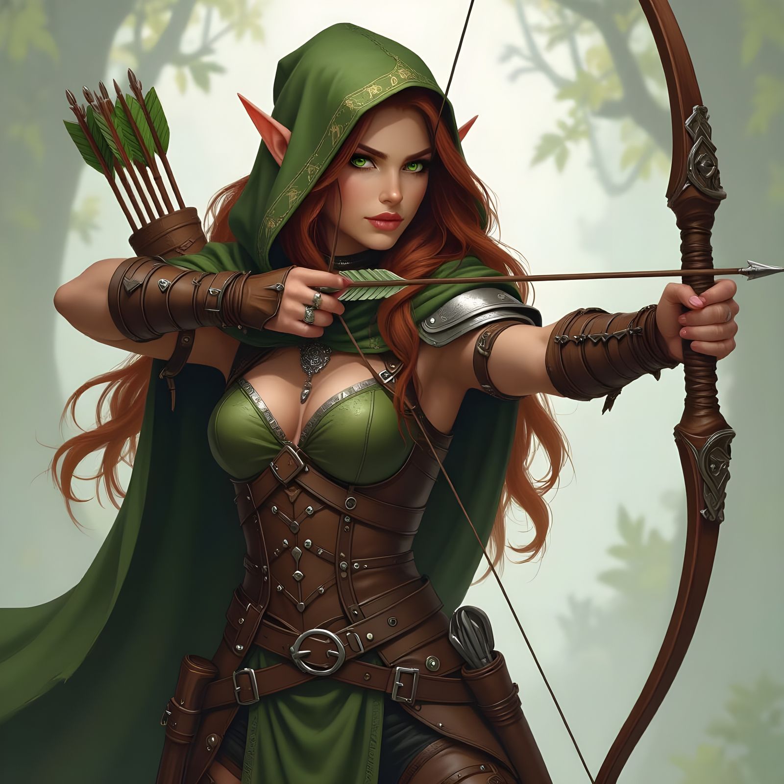 Wood Elf Ranger with Longbow and Silver Cloak