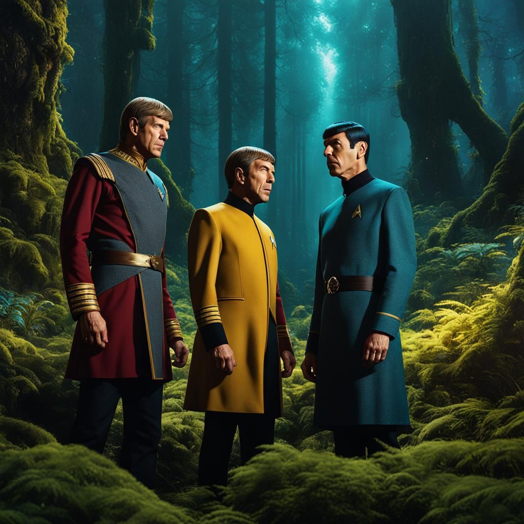 Star Trek team in an enchanted forest