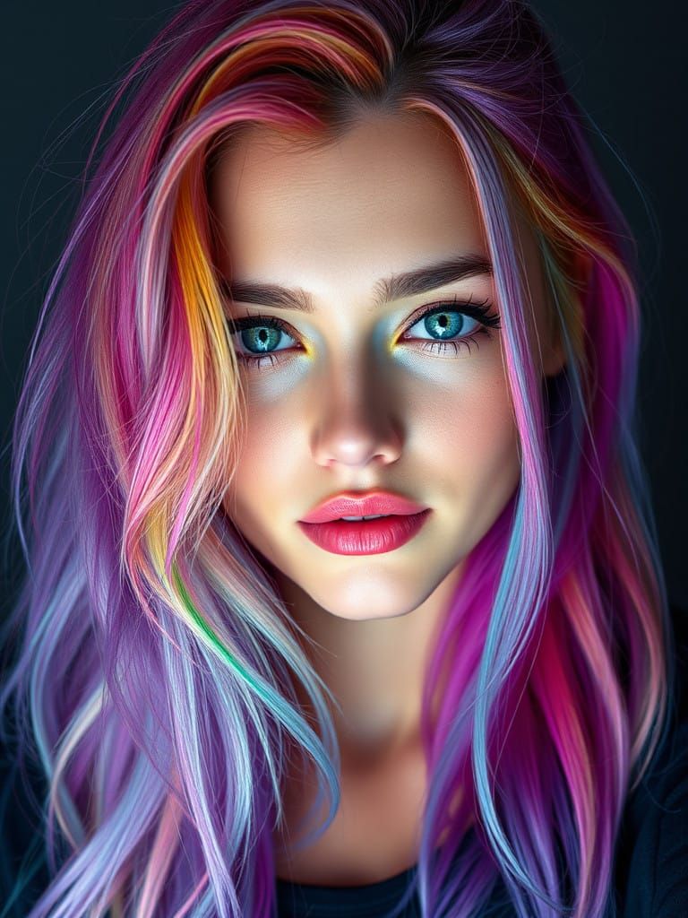 Vibrant Pastel Goth Portrait in High Definition