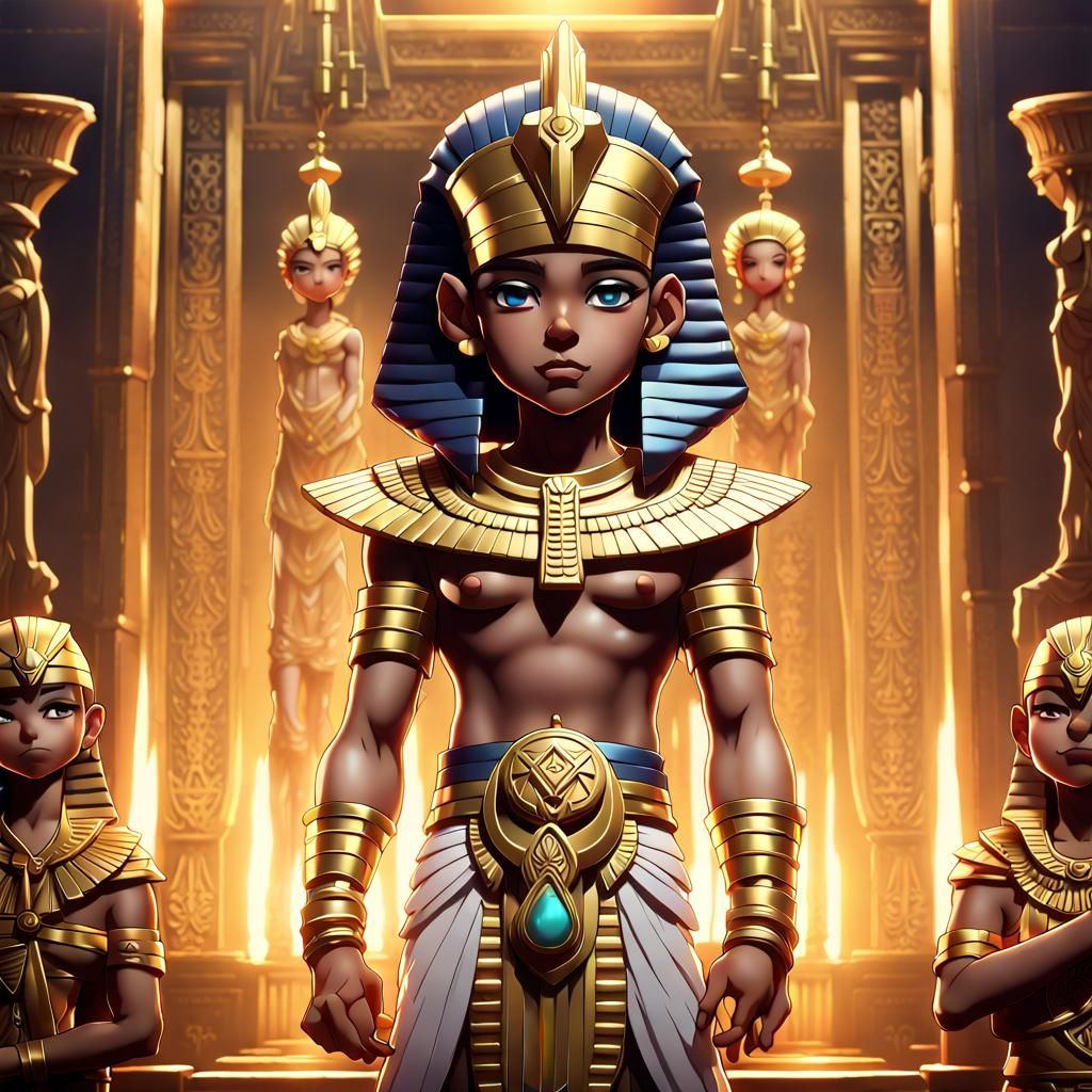 Egyptian king Chibi in gold