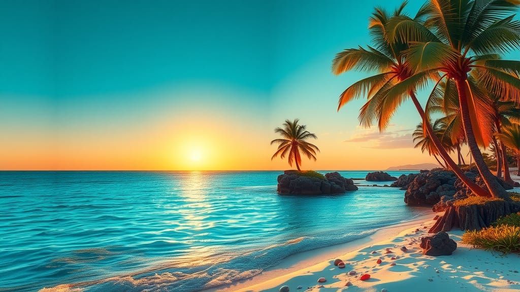 Hyperrealistic Turquoise Oasis at Dawn