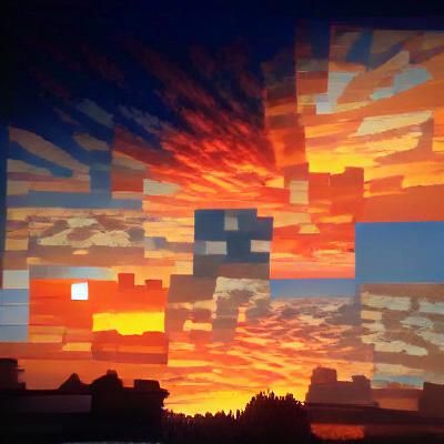 Minecraft Sunset Landscape
