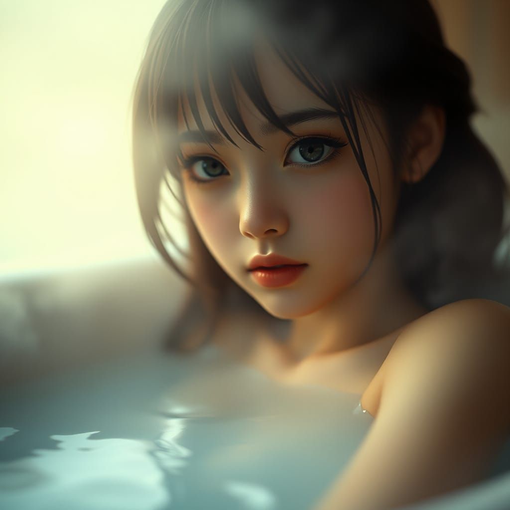 Girl in a hot tub