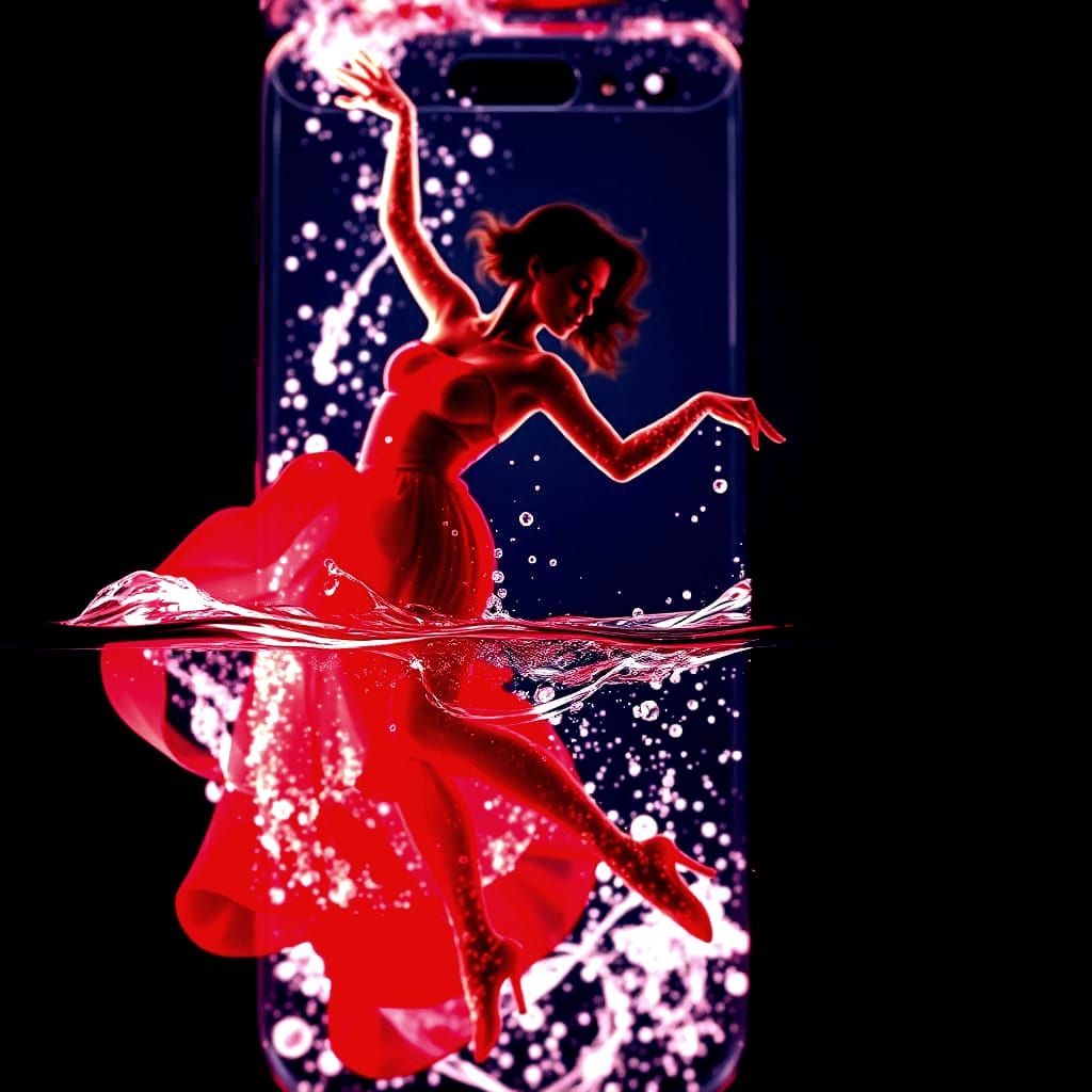 Glowing Female Figure in Strawberry Juice