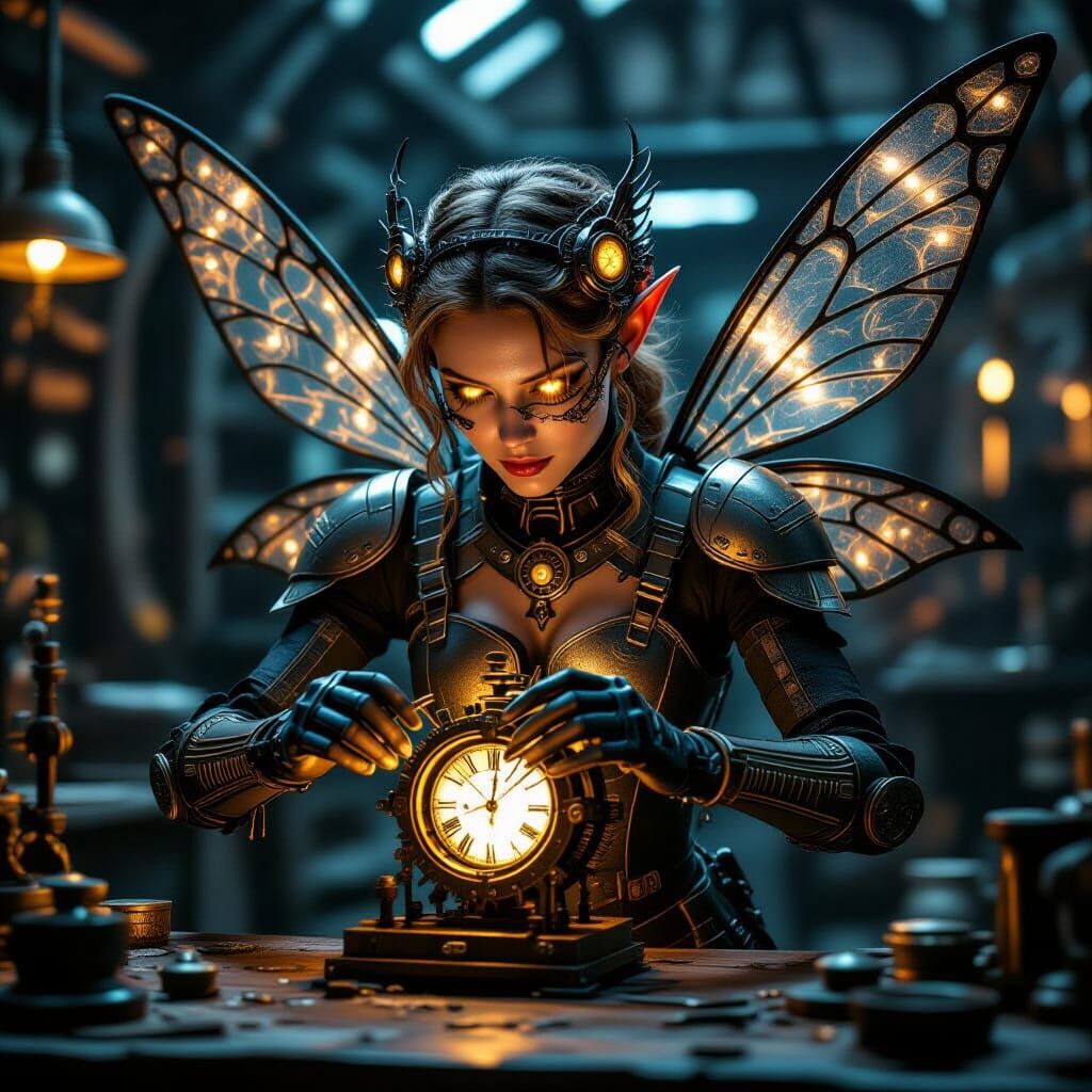 Steampunk Fairy Repairs Clockwork Heart
