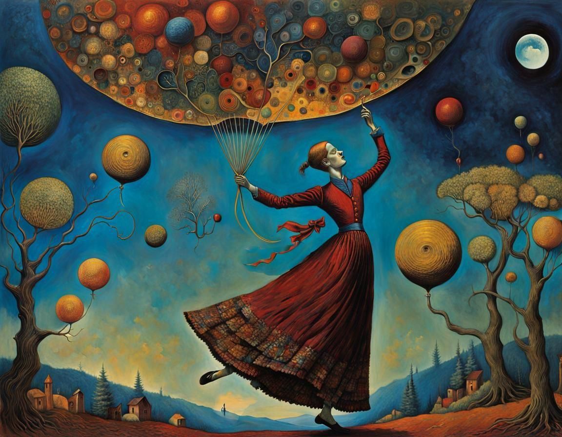 Hallucinatory Dancing Shape in Dreamy Pen and Ink