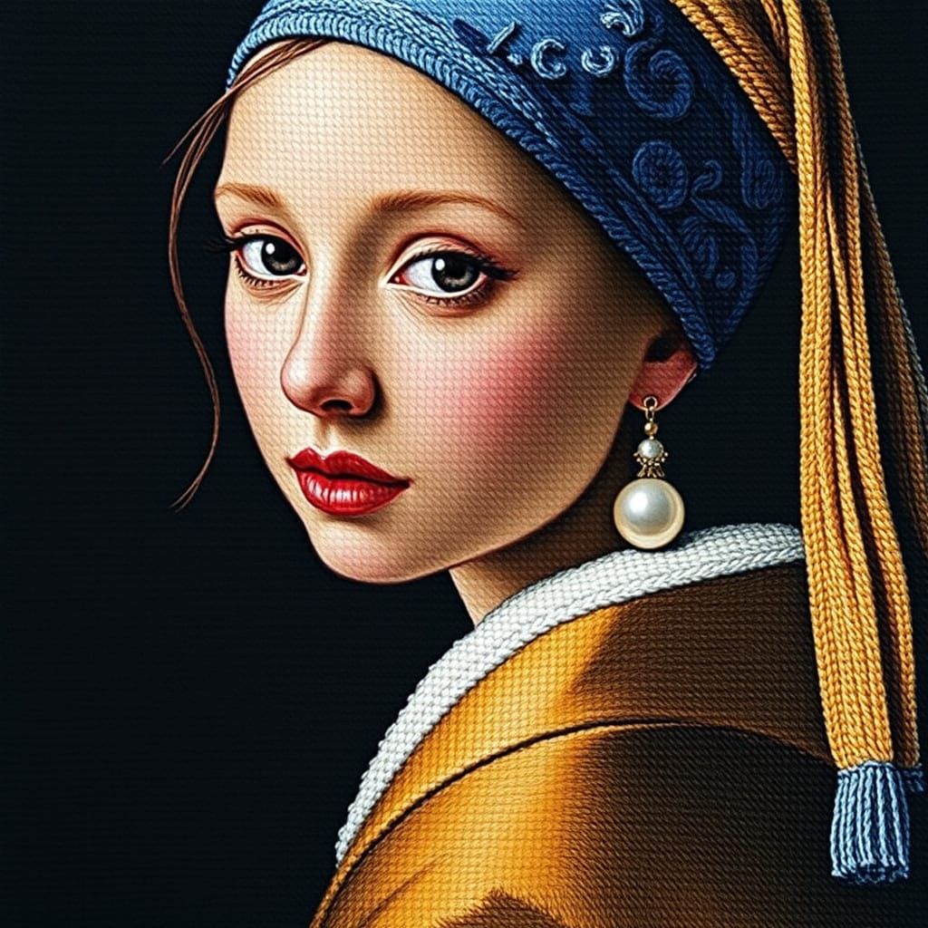 Exquisite Embroidered Portrait in 17th-Century Dutch Realism...