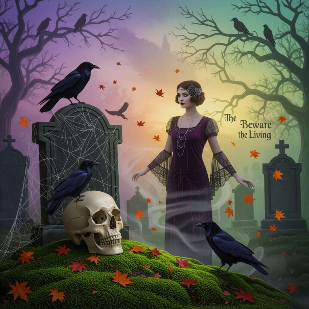Mystical Halloween Cemetery at Twilight