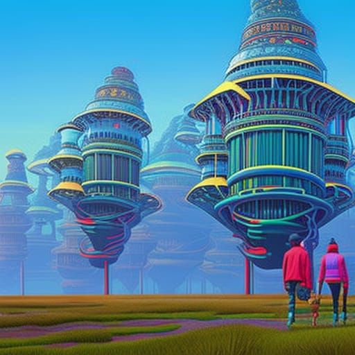 AI Giants Roam Earth: Hyperrealistic Bioluminescent Photo