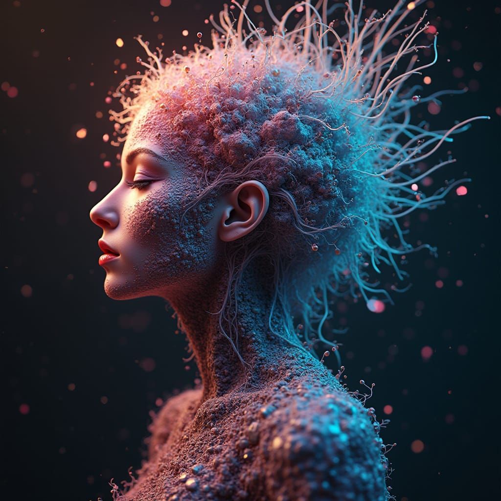 Duality Portrait in Dark Fantasy Art Nouveau Style