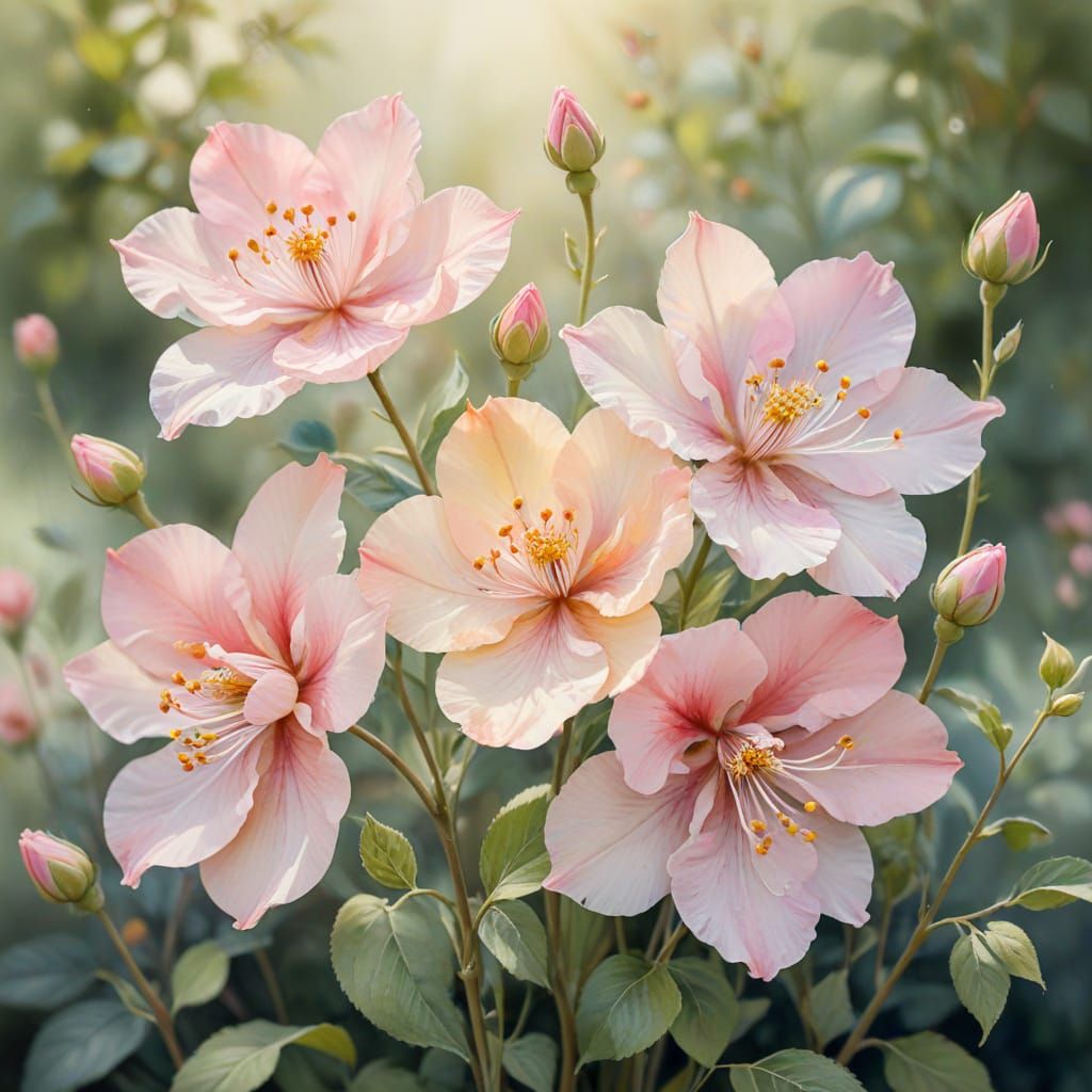 Watercolor Botanical Illustration of Cordate Flowers