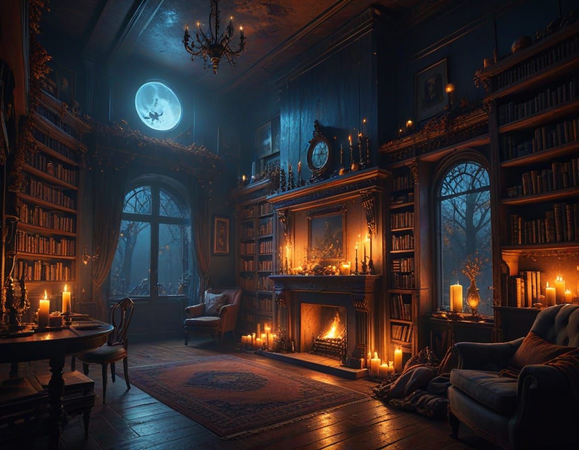 Cozy Autumn Room With Ghostly Figure