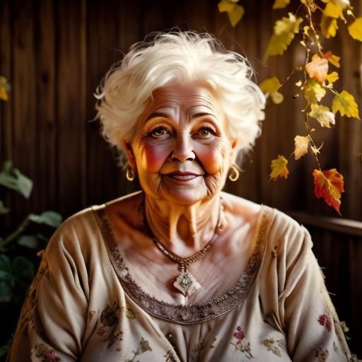 Chubby Grandmother Portrait in Golden Light