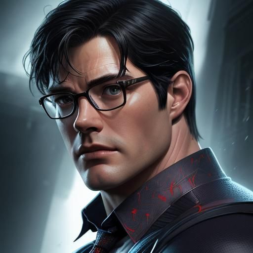 Hyperrealistic Portrait of Clark Kent with Splash Art
