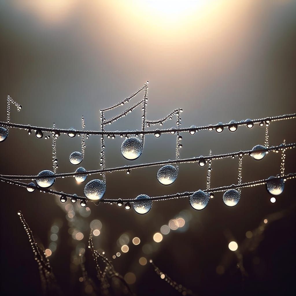 Ethereal Dewdrop Musical Notes at Dawn