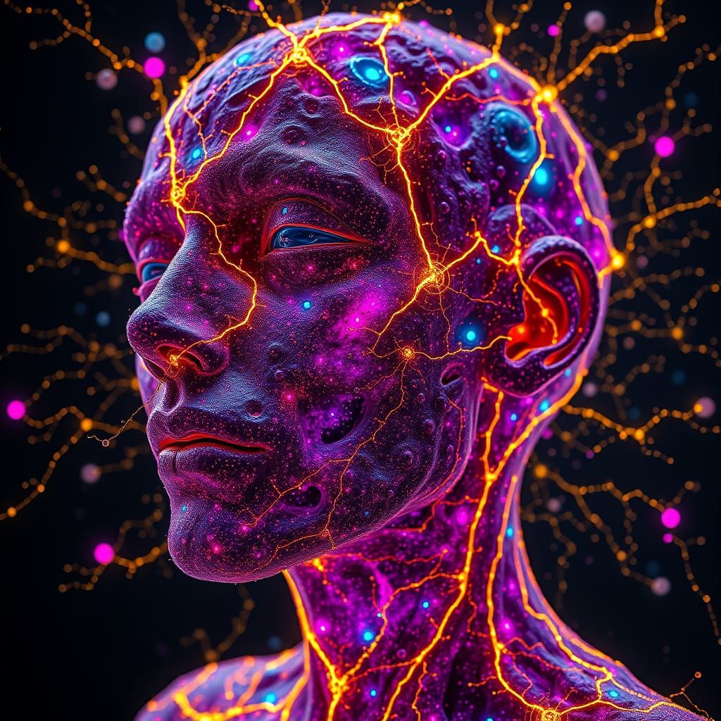 Fractal Human Form Exploding into Cosmic Particle Universes