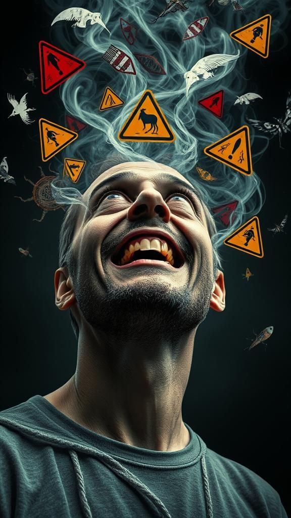 Surreal Image of a Man's Dangerous Thoughts