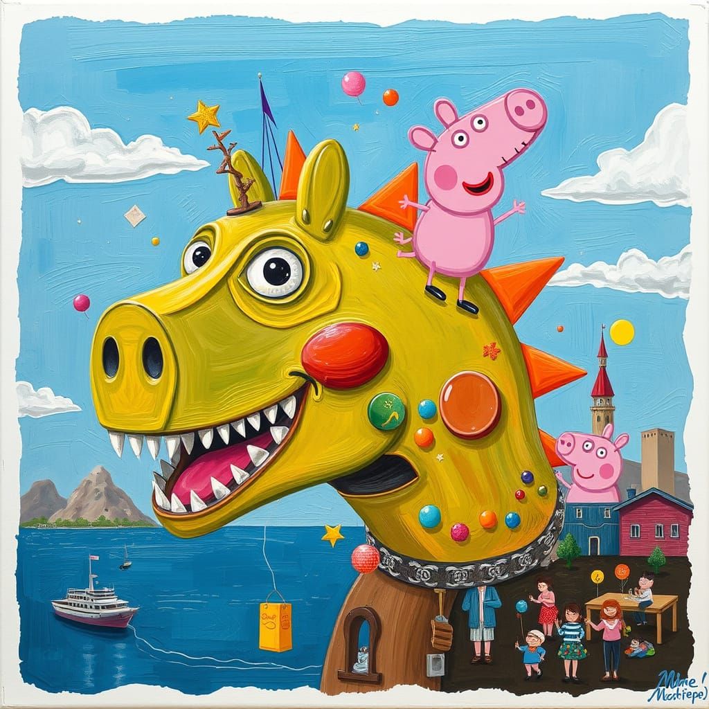 Surreal Hybrid Creature in Post-Impressionism Style