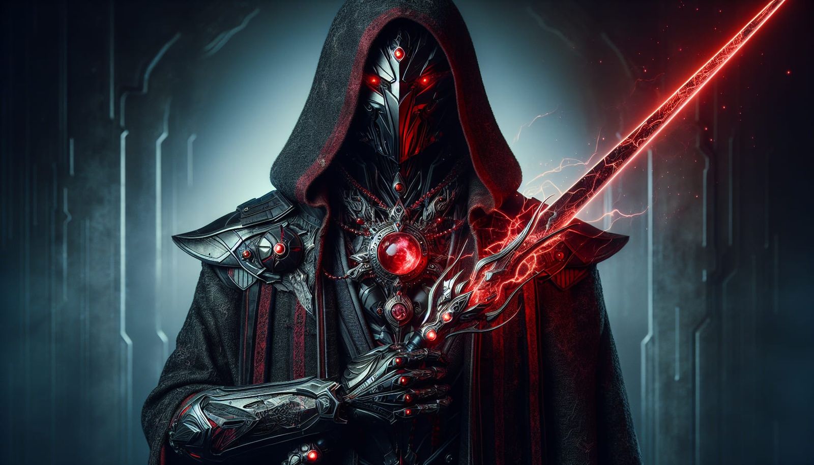 Dark Space Wizard with Energy Sword and Mask