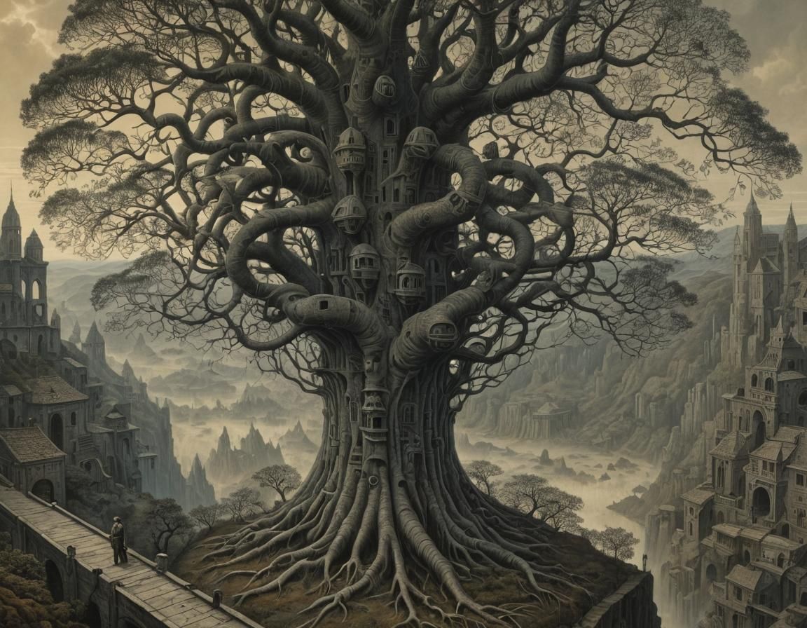 Surreal Tree of Thunder Dome Painting