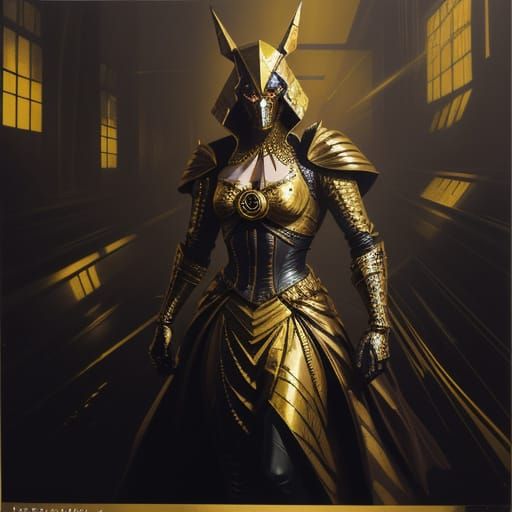 Golden Harlequin Assassin-Android on HMS Tardis