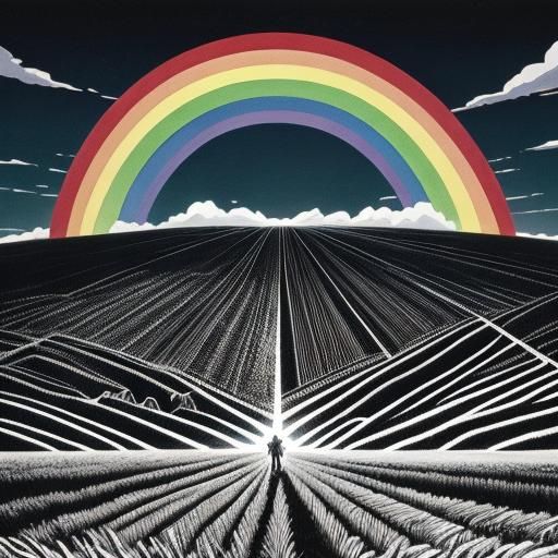 Jesus Plows Field Under Rainbow: Anime Art