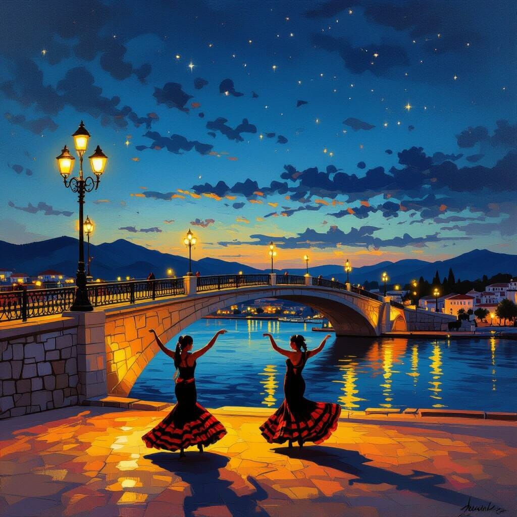 Flamenco Dancers on Evripos Bridge, Chalkida