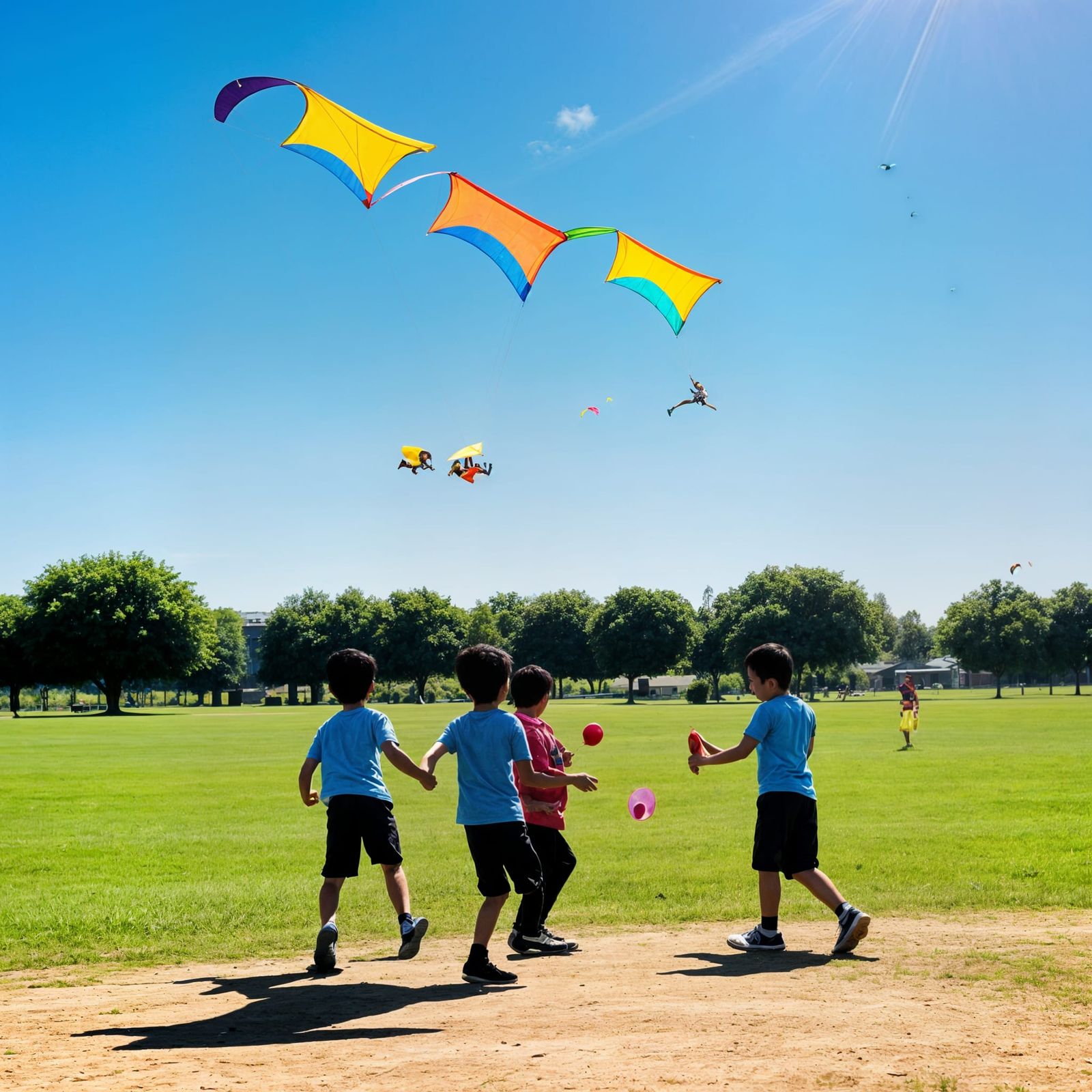 Children at Play in a Sunny Blue Sky
