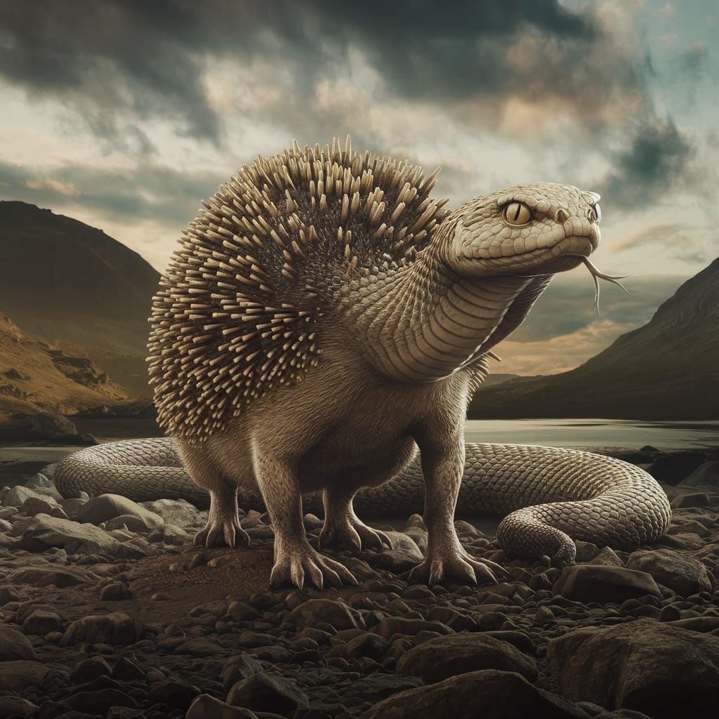 Cobra-Hedgehog Hybrid in Dramatic Landscape