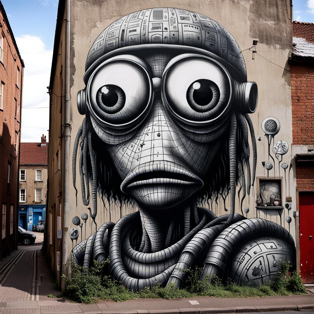 Surreal Wizard of Oz Street Art by Phlegm
