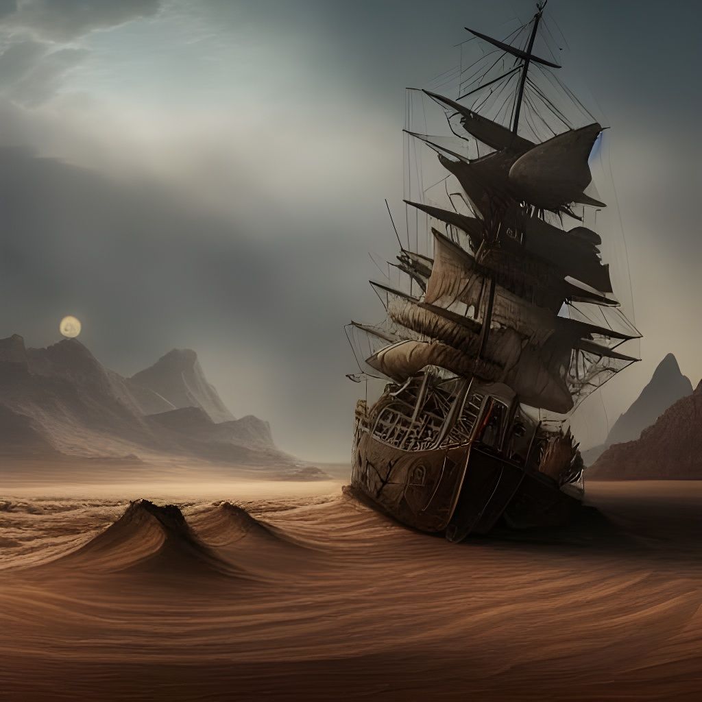 Destroyed Ship in Desert: Epic Digital Matte Painting
