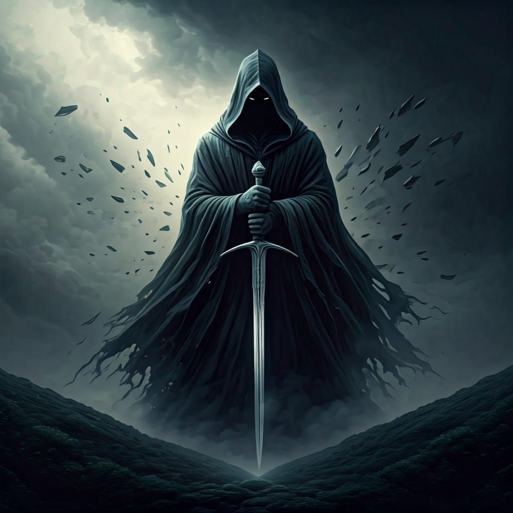 Ethereal Nazgul Double Exposure in Lord of the Rings Style