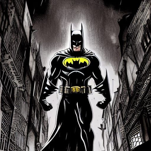 Heroic Batman Dominates Dark Gotham City in Intricate Zentan...