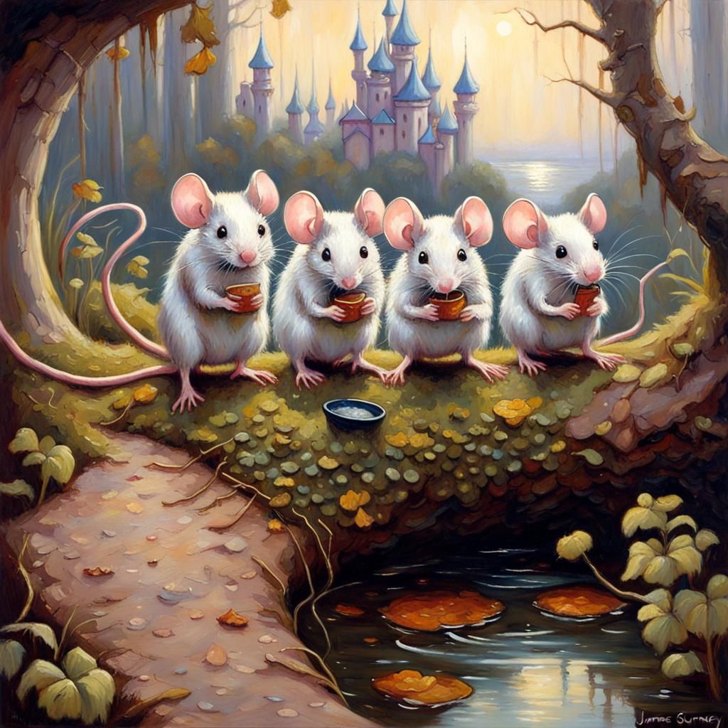 Mice Fairytale in Oil Painting Style