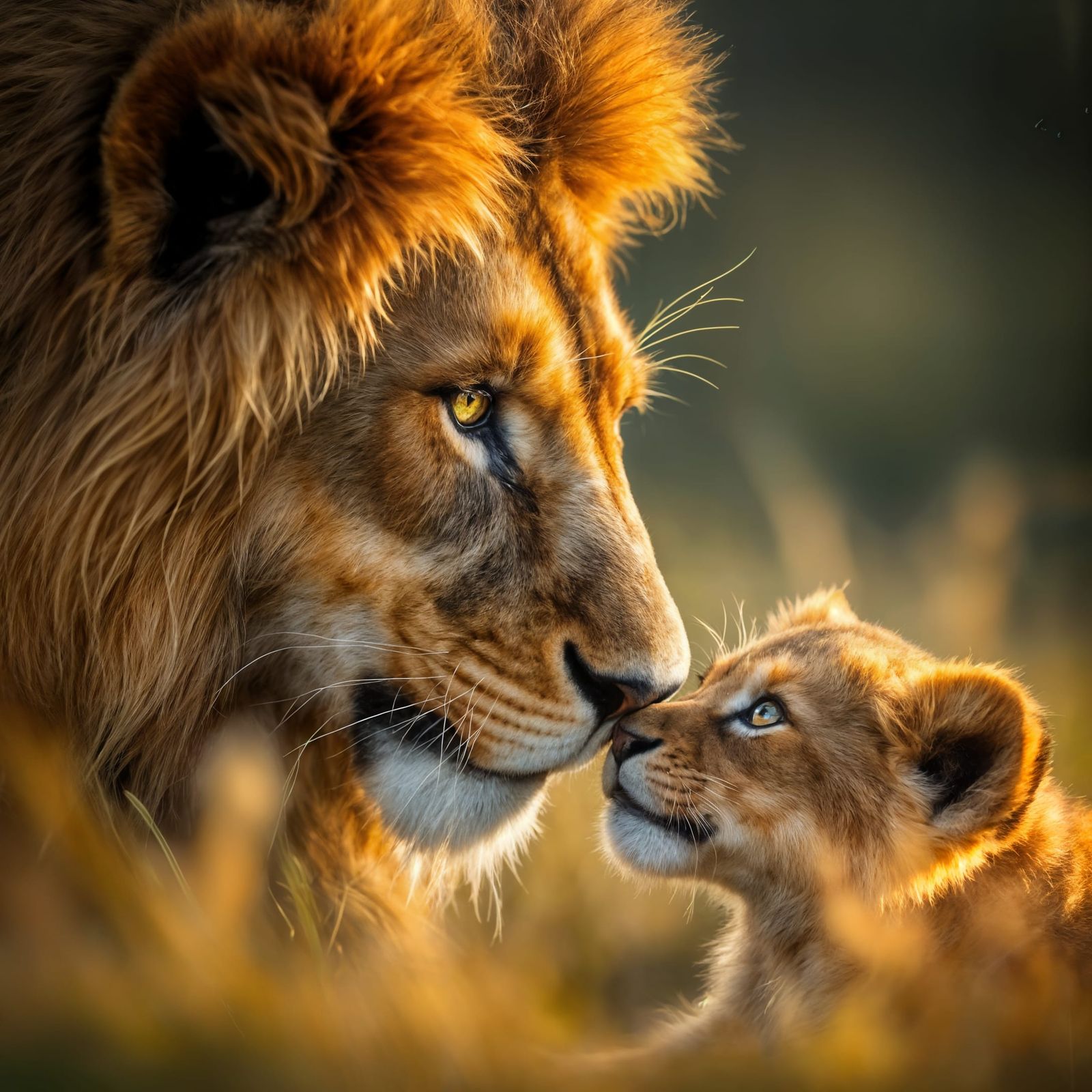 Lion and Cub: Photorealistic Wildlife Portrait