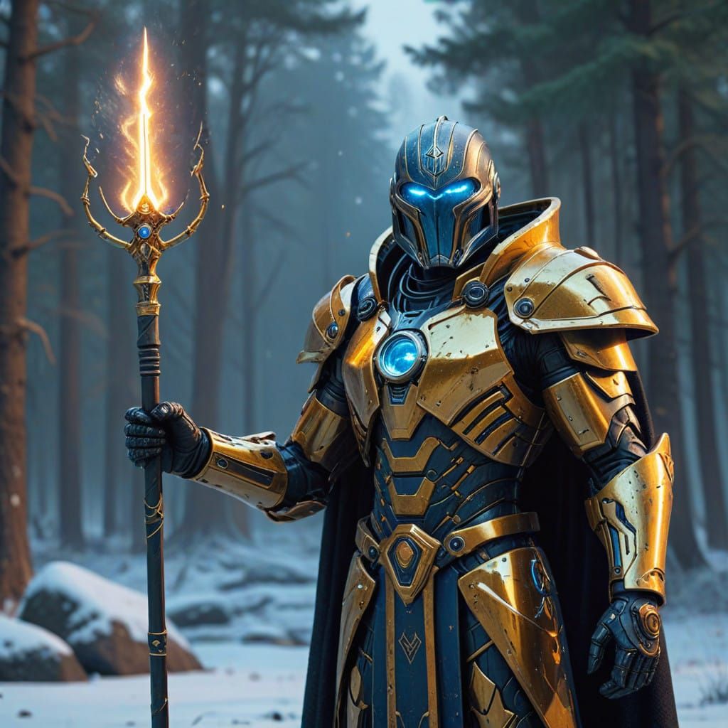 Magical Wizard Confronts Android in Epic Showdown