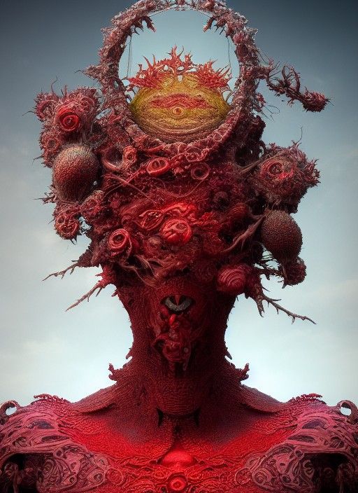 Crimson King Portrait in Hyperrealistic Style