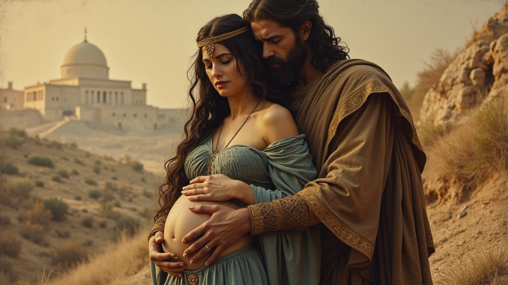 Sorrowful King David Comforts Bathsheba: Baroque Style