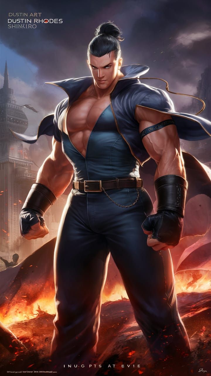 Dustin Rhodes as a KOF Style Character, Concept Art, Charact...