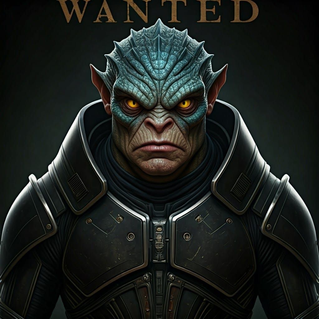 Wanted Poster: Armored Alien Creature