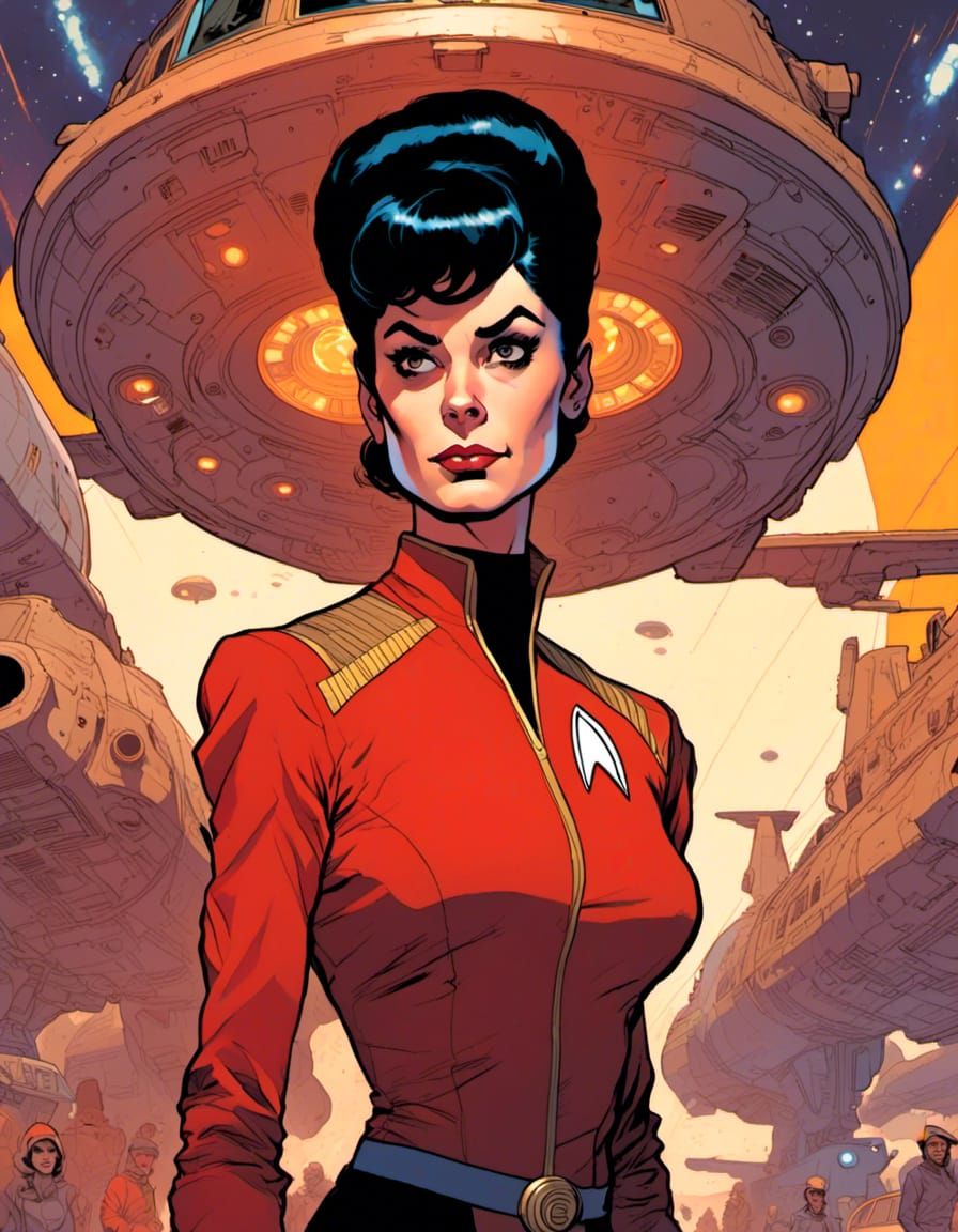 Classic Trek Vulcan Captain in Retro Comic Style