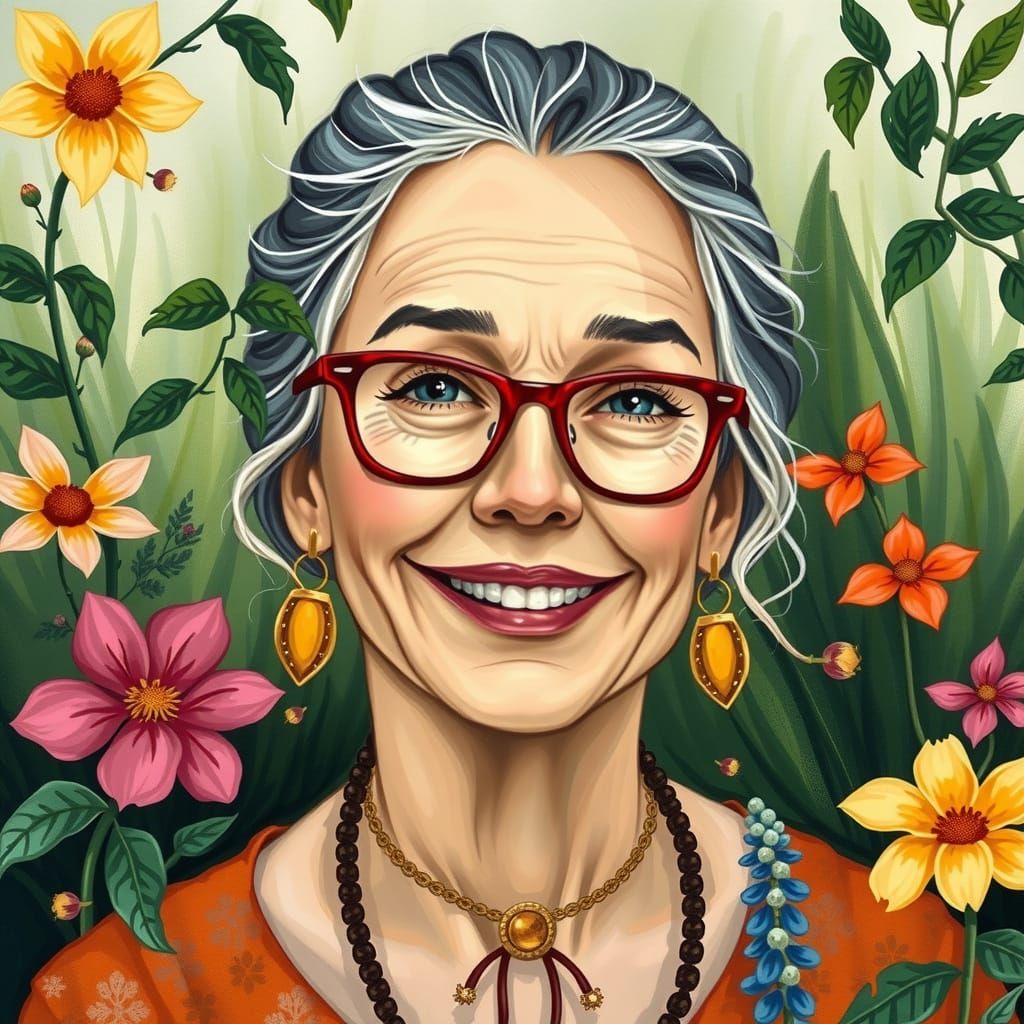 Enchanting Bohemian Woman in Whimsical Garden