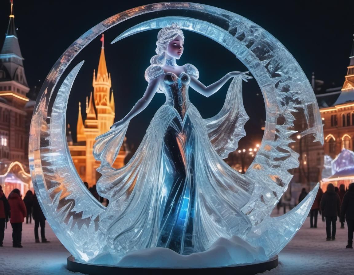 Ice Princess Sculpture at Winter Festival