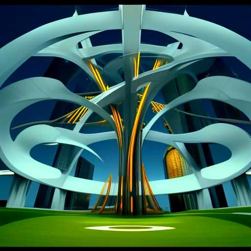 Surreal Architectural Scene with Catenary Curves