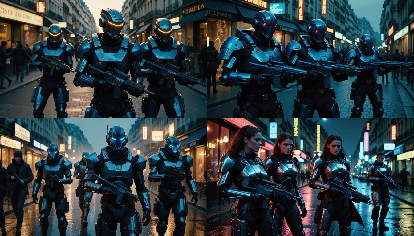 Cyborg Vampires in Paris: Cinematic Film Still