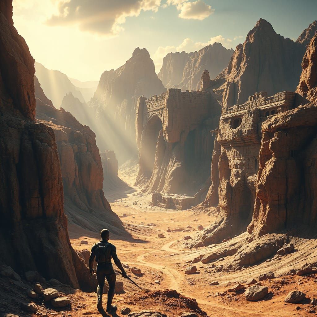 Alien City in Canyon Landscape