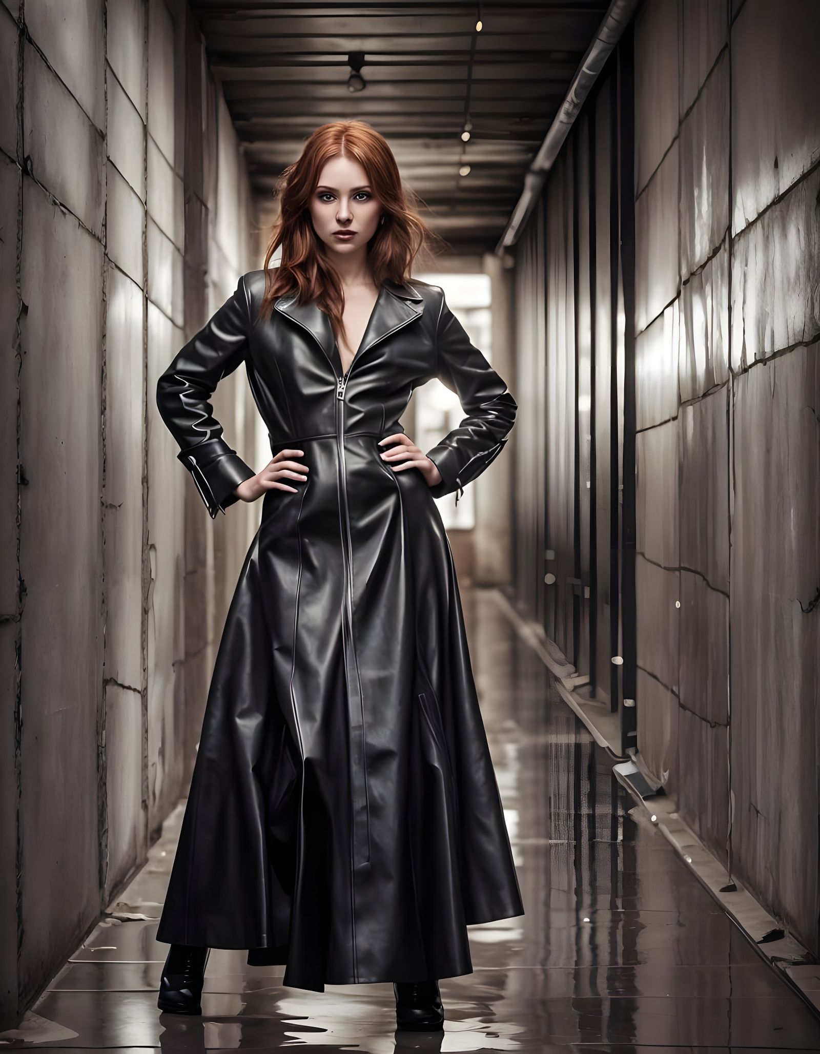 Beautiful Woman in Black Leather Jacket