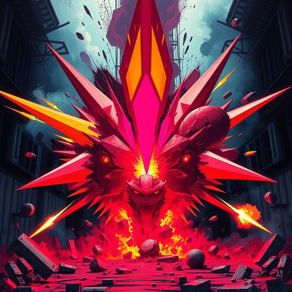 Gritty Cyberpunk Explosion Scene